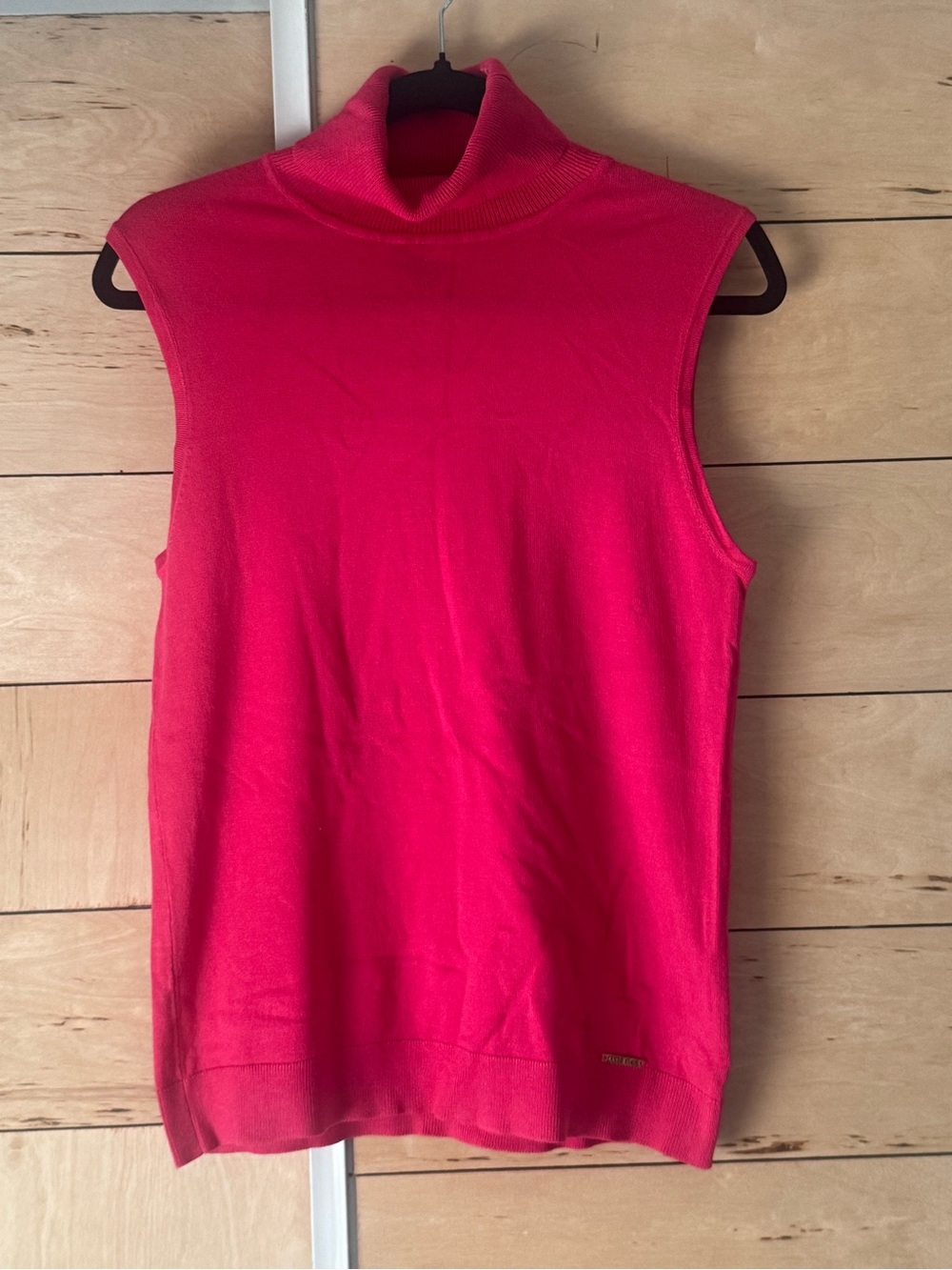 Anne Klein Sleeveless Turtleneck Tank - Bright Pink
